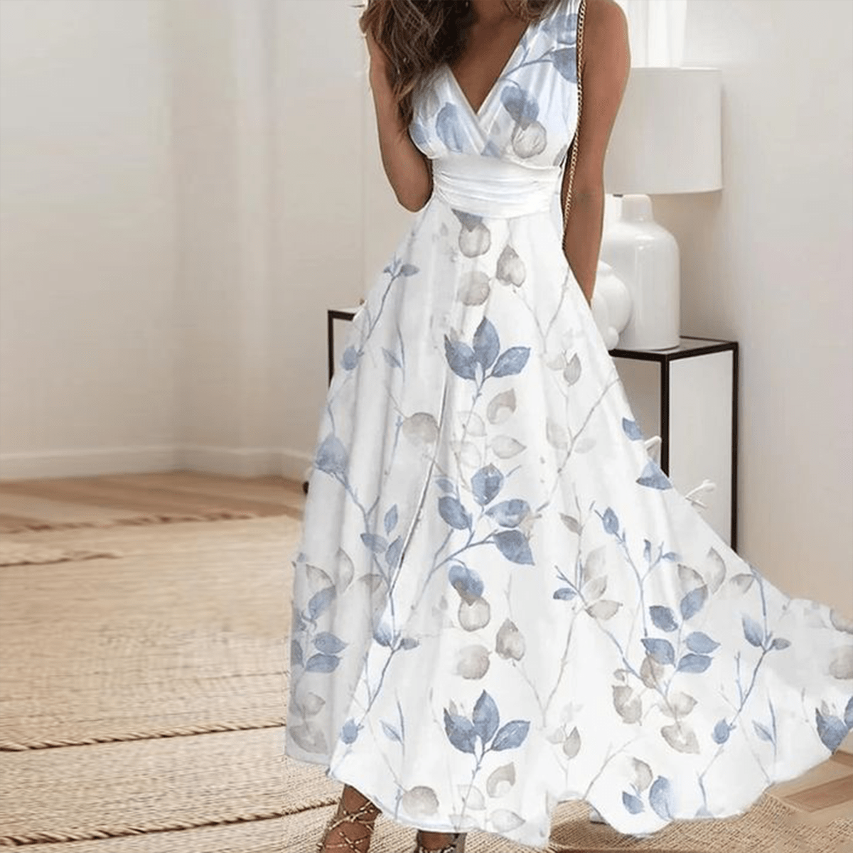 Floral Sleeveless A-Line Summer Maxi Dress