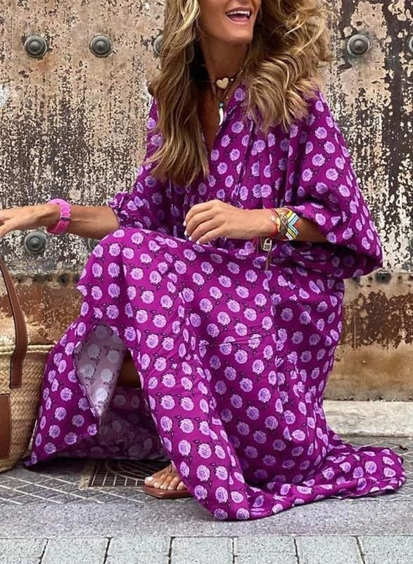 Boho Puff Sleeve Summer Maxi Dress