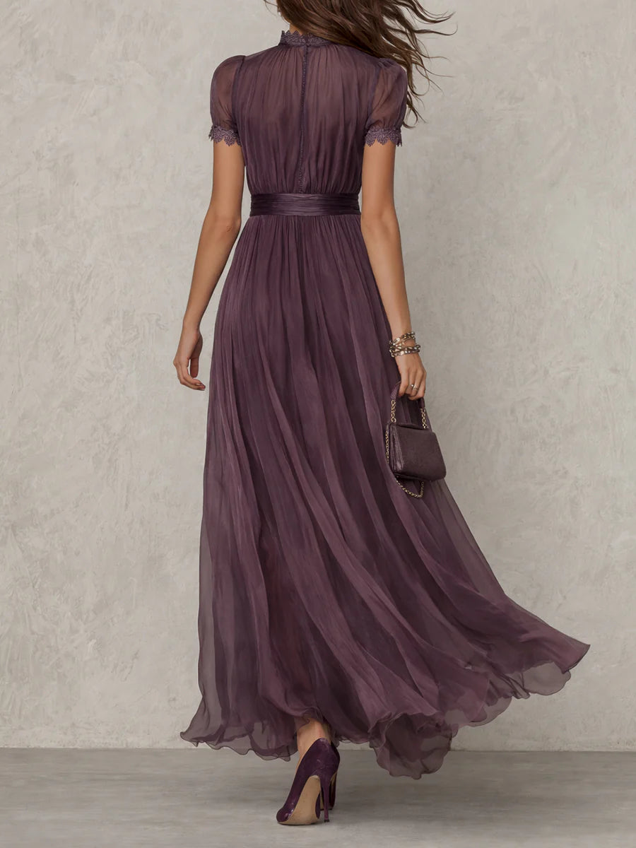 Flowing High-Neck Maxi Dress - detail