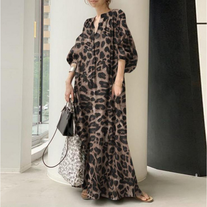 Gradient Print Long Sleeve Maxi Dress