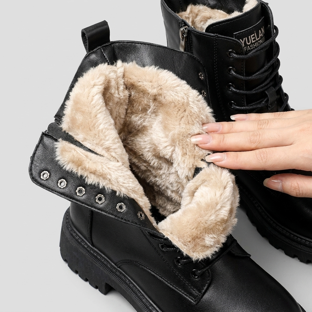 warm lined lace up boots
