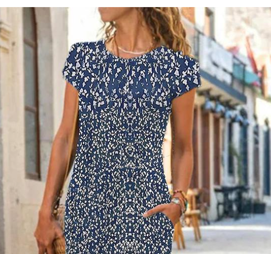 Round Neck Print Summer Maxi Dress