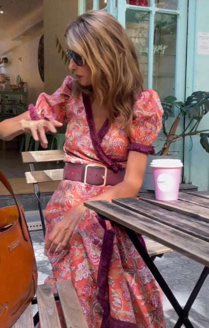 V-Neck Print A-Line Summer Maxi Dress
