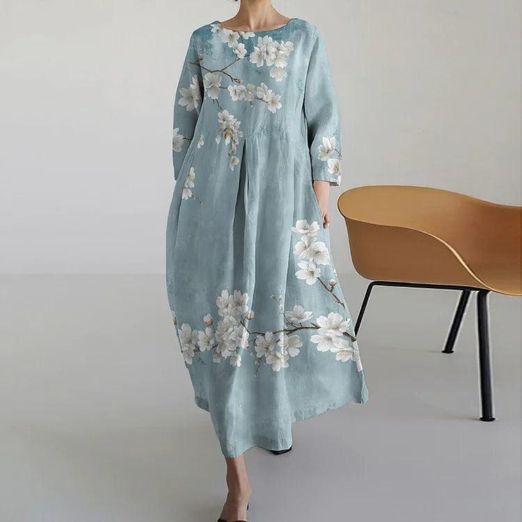 Scoop Neck Floral Summer Maxi Dress