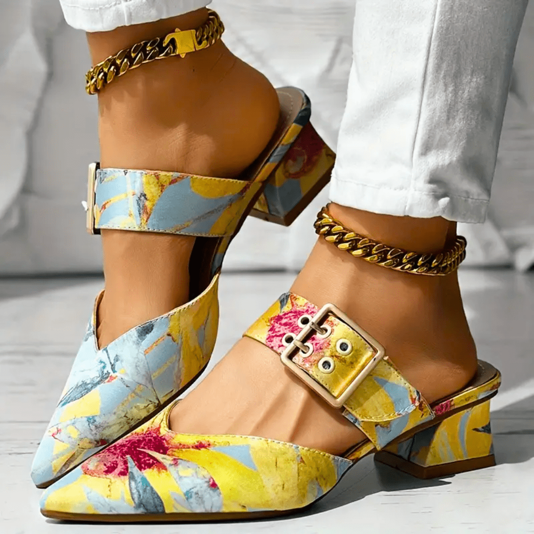 Rainbow Print Medium Heels for Women
