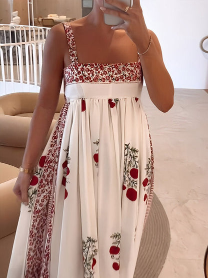 Square Neckline Summer Maxi Dress