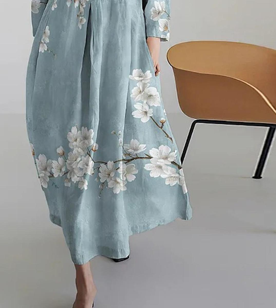 Scoop Neck Floral Summer Maxi Dress