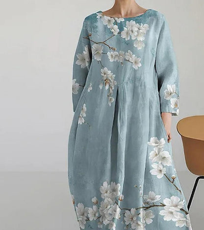 Scoop Neck Floral Summer Maxi Dress