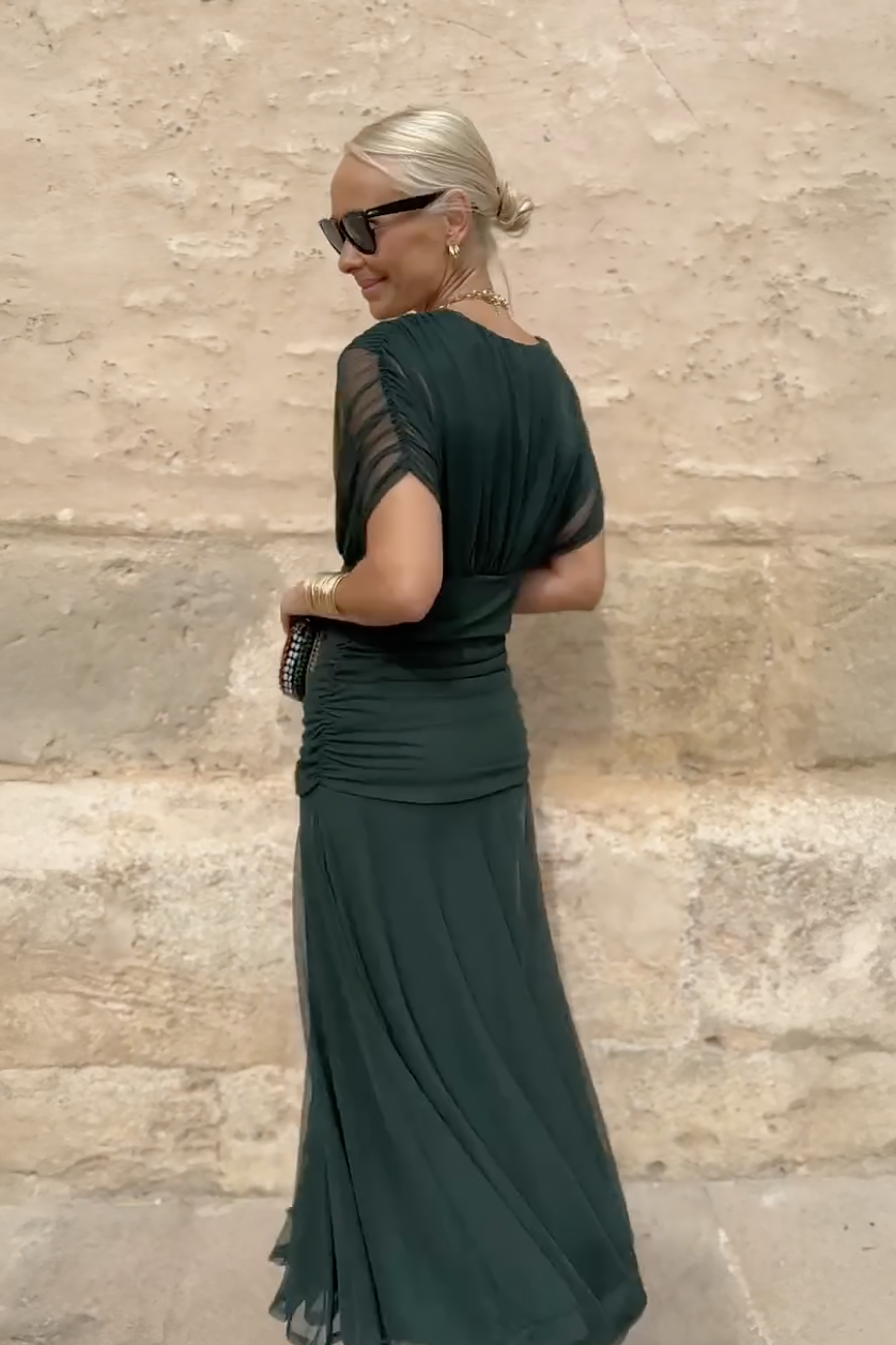 V-Neck Gradient Print Summer Maxi Dress