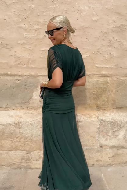 V-Neck Gradient Print Summer Maxi Dress