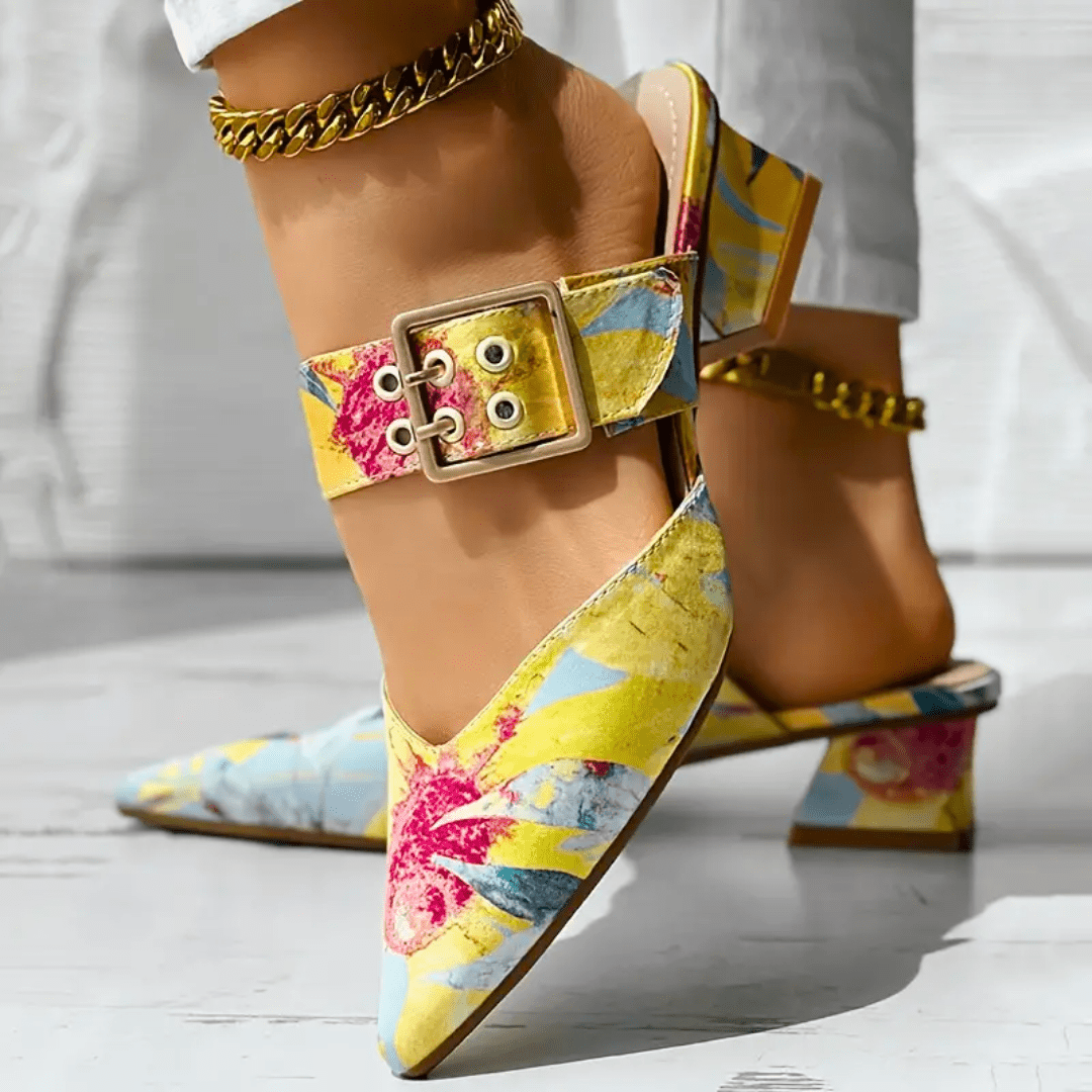 Rainbow Print Medium Heels for Women