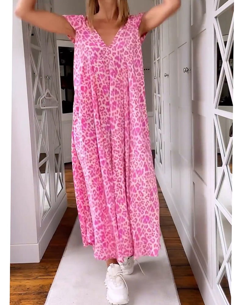 V-Neck Straight-Leg Summer Maxi Dress