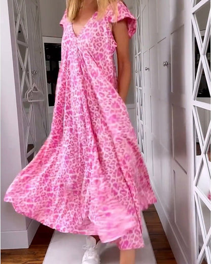 V-Neck Straight-Leg Summer Maxi Dress