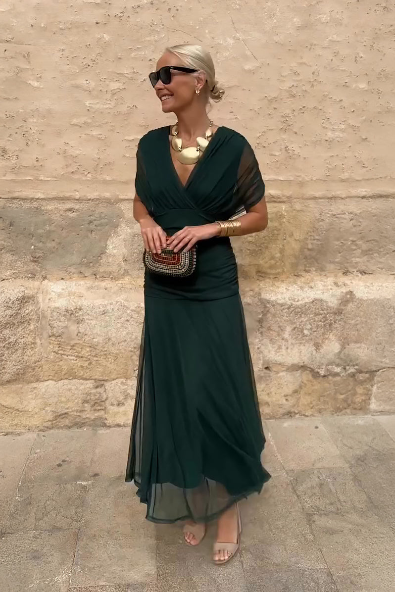 V-Neck Gradient Print Summer Maxi Dress