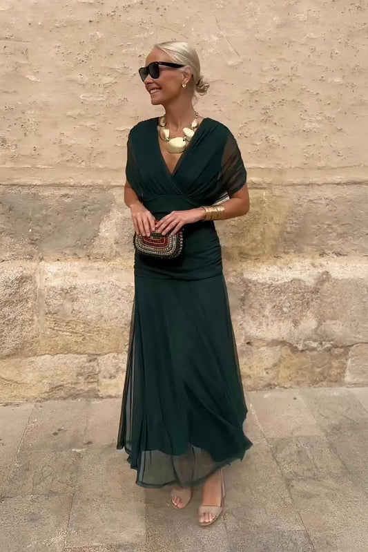 V-Neck Gradient Print Summer Maxi Dress