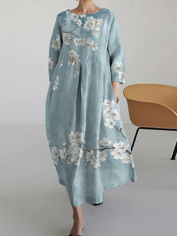 Scoop Neck Floral Summer Maxi Dress