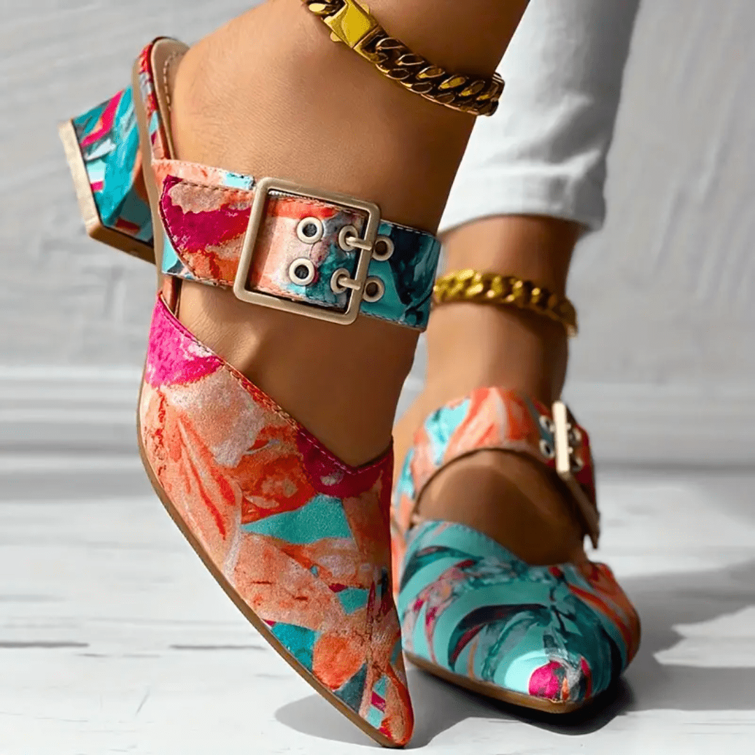 Rainbow Print Medium Heels for Women