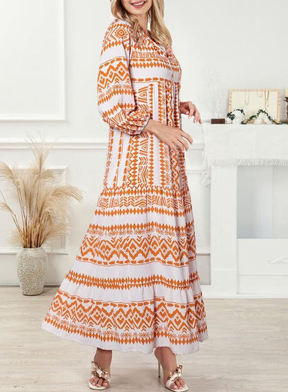 Boho Puff Sleeve Summer Maxi Dress
