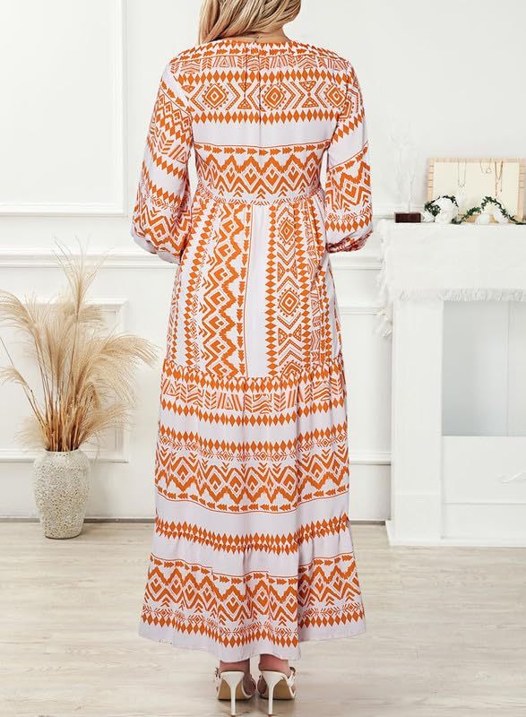 Boho Puff Sleeve Summer Maxi Dress