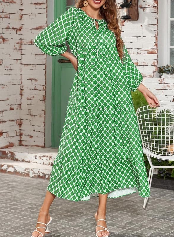 Boho Puff Sleeve Summer Maxi Dress