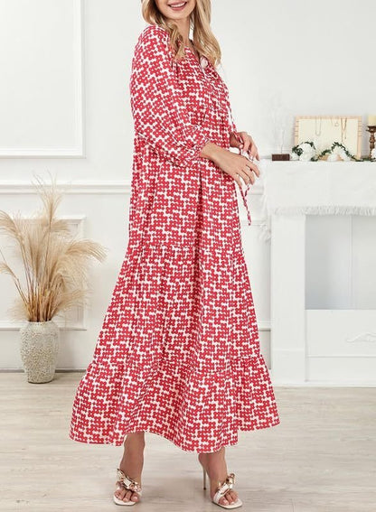 Boho Puff Sleeve Summer Maxi Dress