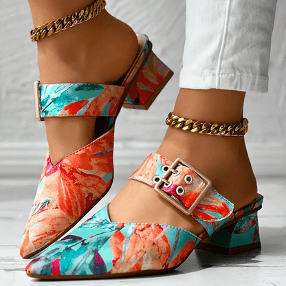 Rainbow Print Medium Heels for Women