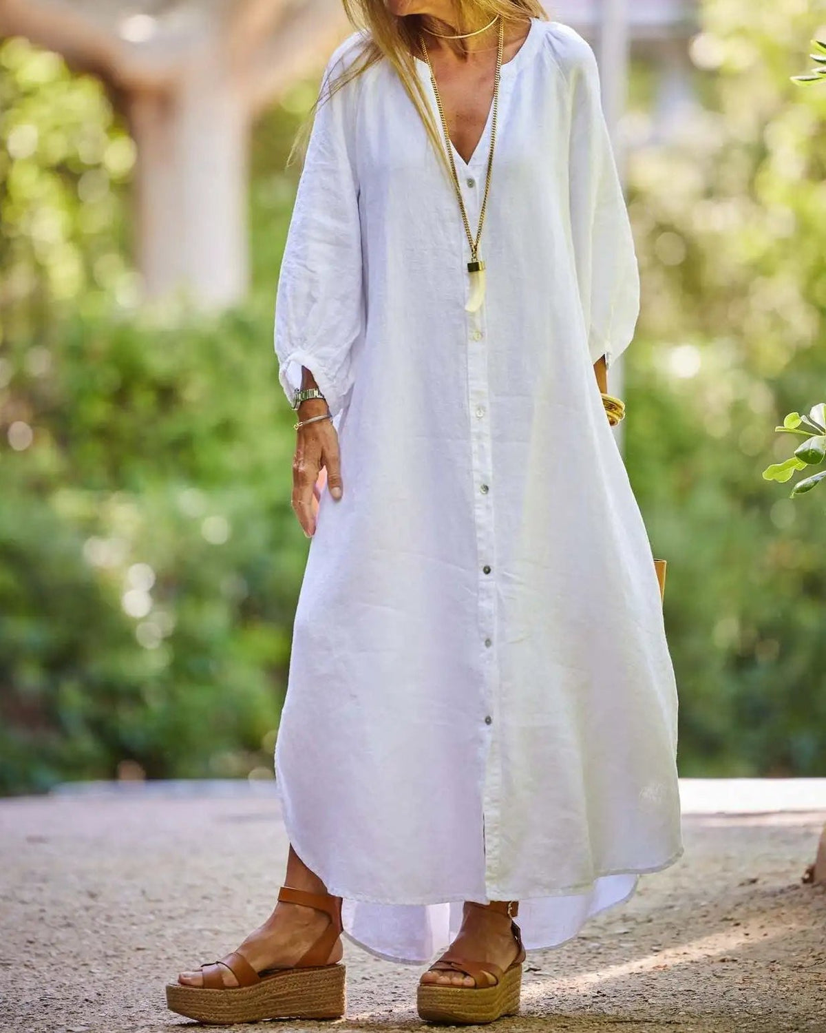 Organic Cotton Linen Summer Maxi Dress