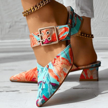 Rainbow Print Medium Heels for Women