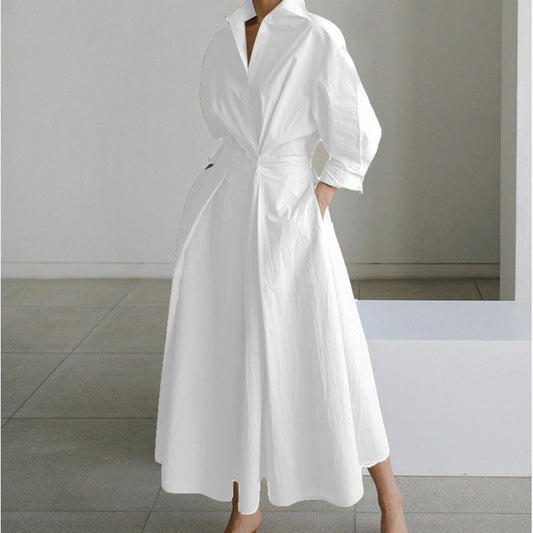 Front Wrap Collared Summer Maxi Dress
