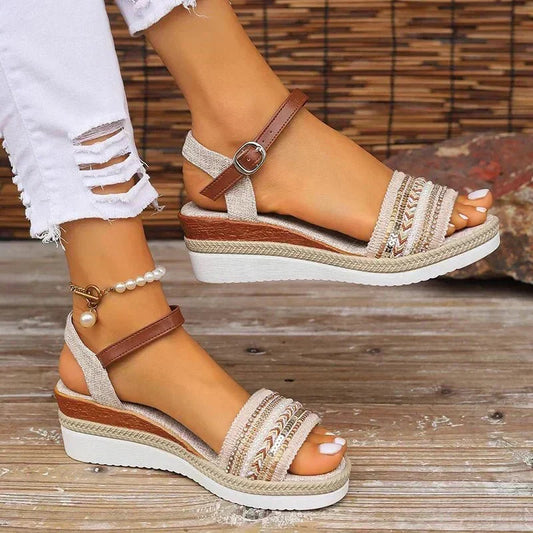 Boho Woven Ankle Strap Summer Sandals