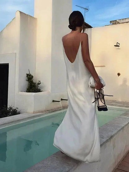 Split V-Neck Backless Summer Maxi Dress