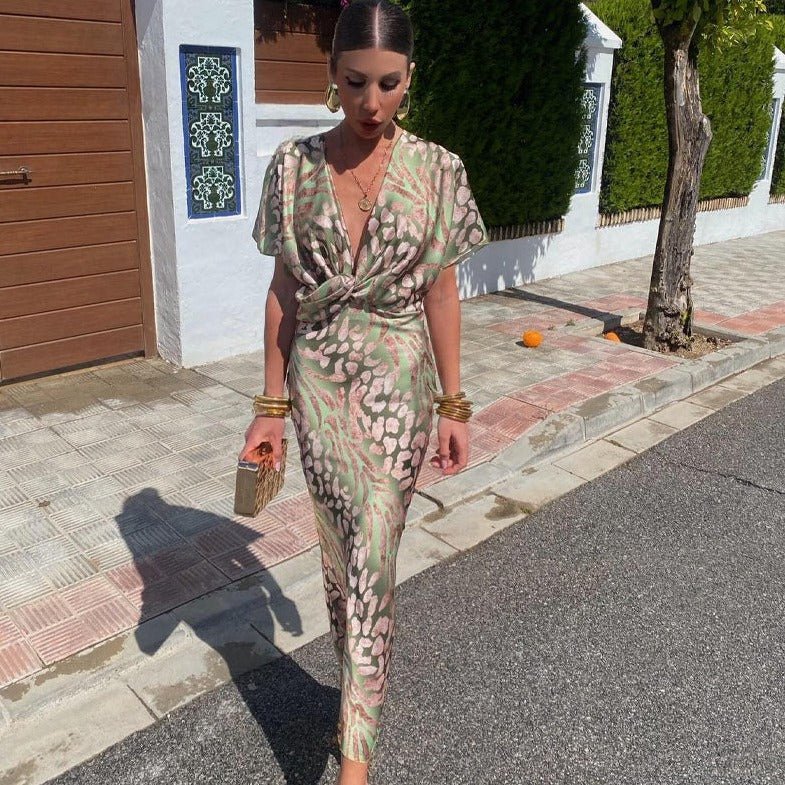 Twisted V-Neck Floral Summer Maxi Dress