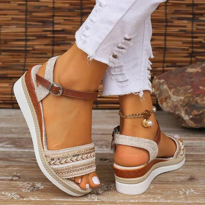 Boho Woven Ankle Strap Summer Sandals