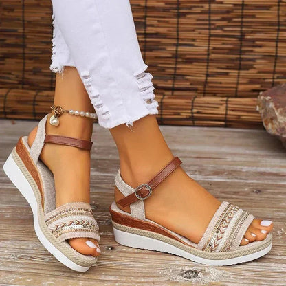 Boho Woven Ankle Strap Summer Sandals