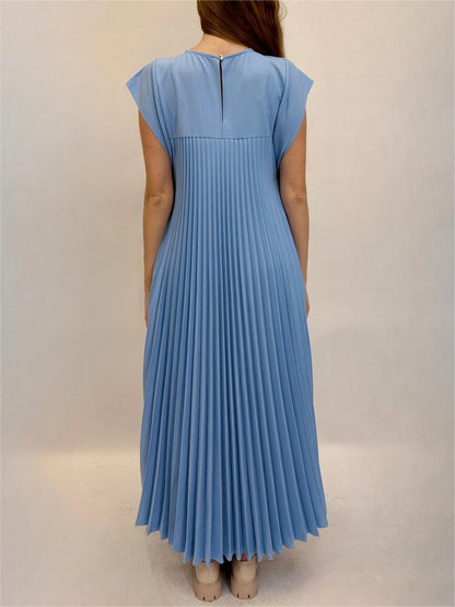 Pleated Sleeveless Summer Shift Dress
