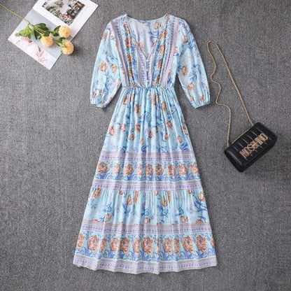 Paisley Print Tiered Boho Summer Maxi Dress
