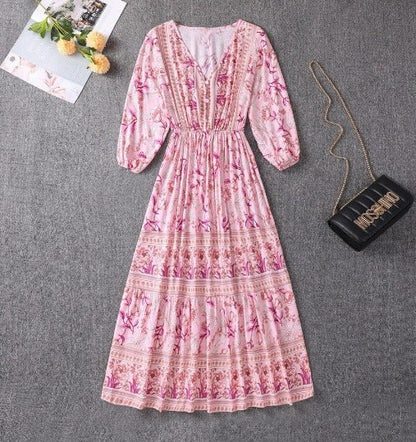 Paisley Print Tiered Boho Summer Maxi Dress