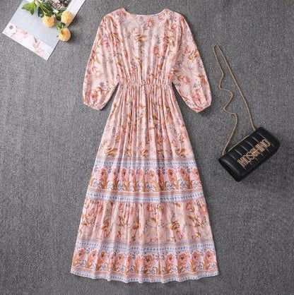 Paisley Print Tiered Boho Summer Maxi Dress