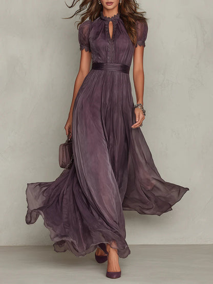 Flowing High-Neck Maxi Dress - front