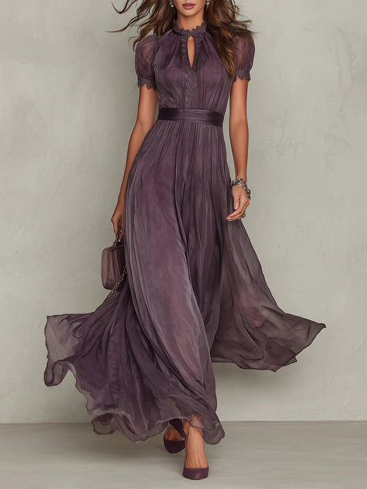 Flowing High-Neck Maxi Dress - front
