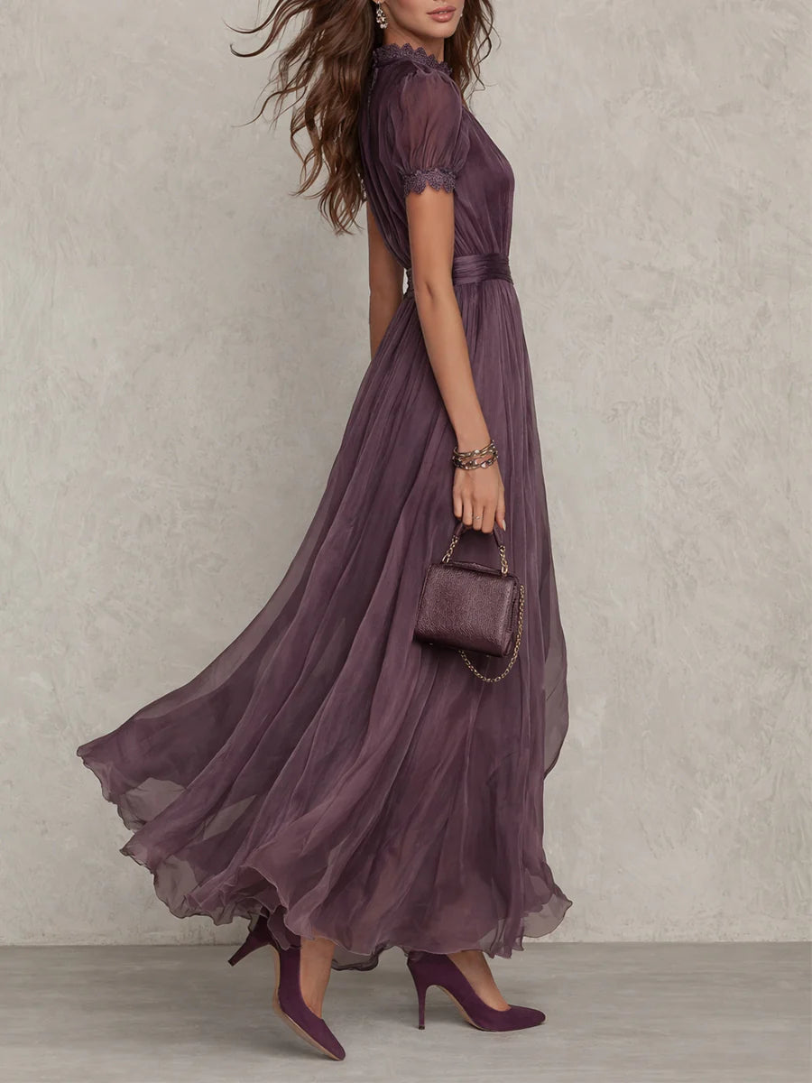Flowing High-Neck Maxi Dress - side
