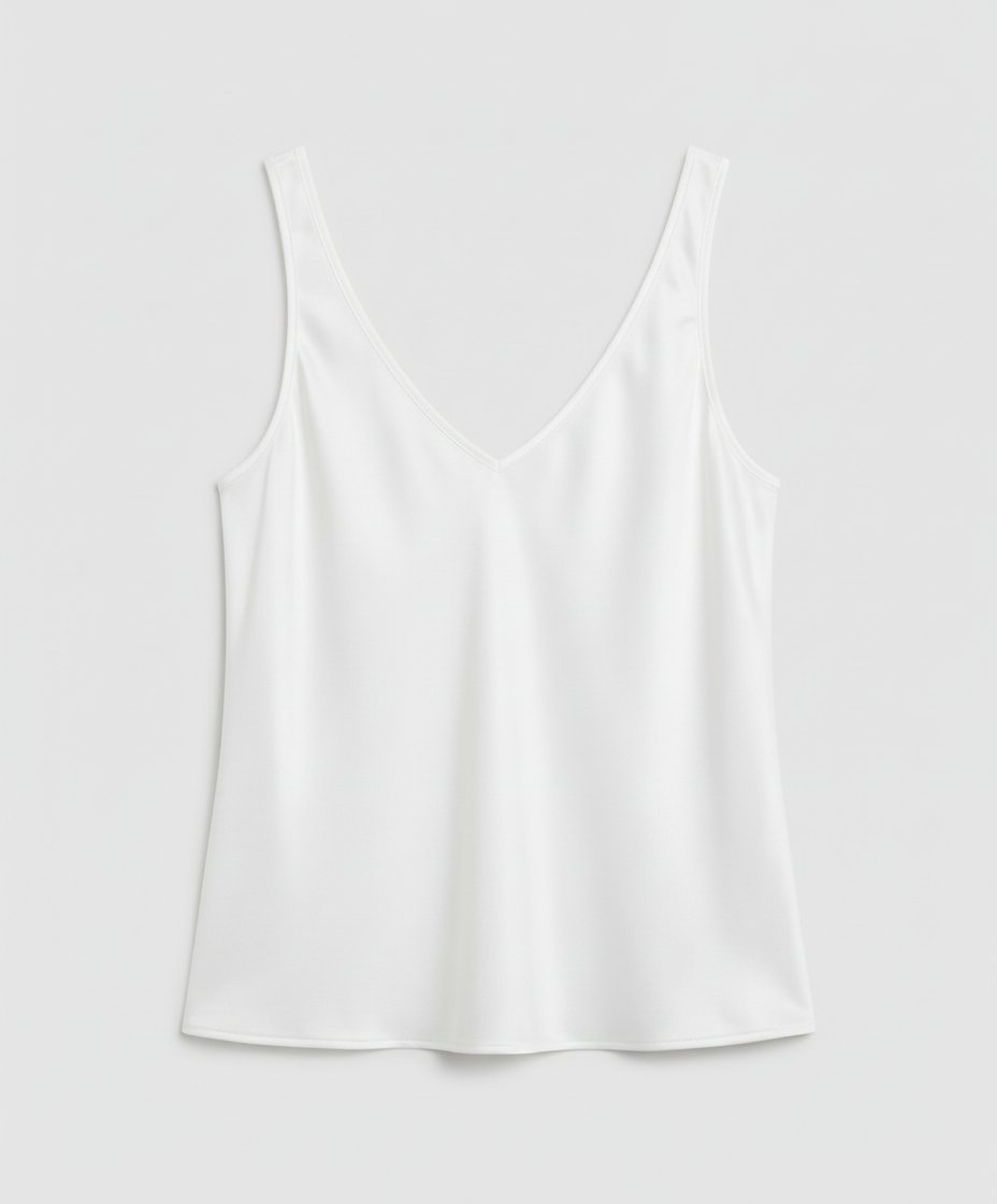 Satin V-Neck Camisole Top - White