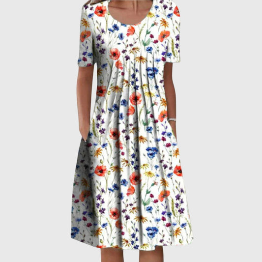 Round Neck Floral Print Summer Dress