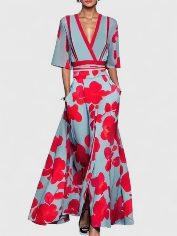 Flattering Flowing Maxi Dress - Red