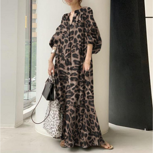 Gradient Print Long Sleeve Maxi Dress