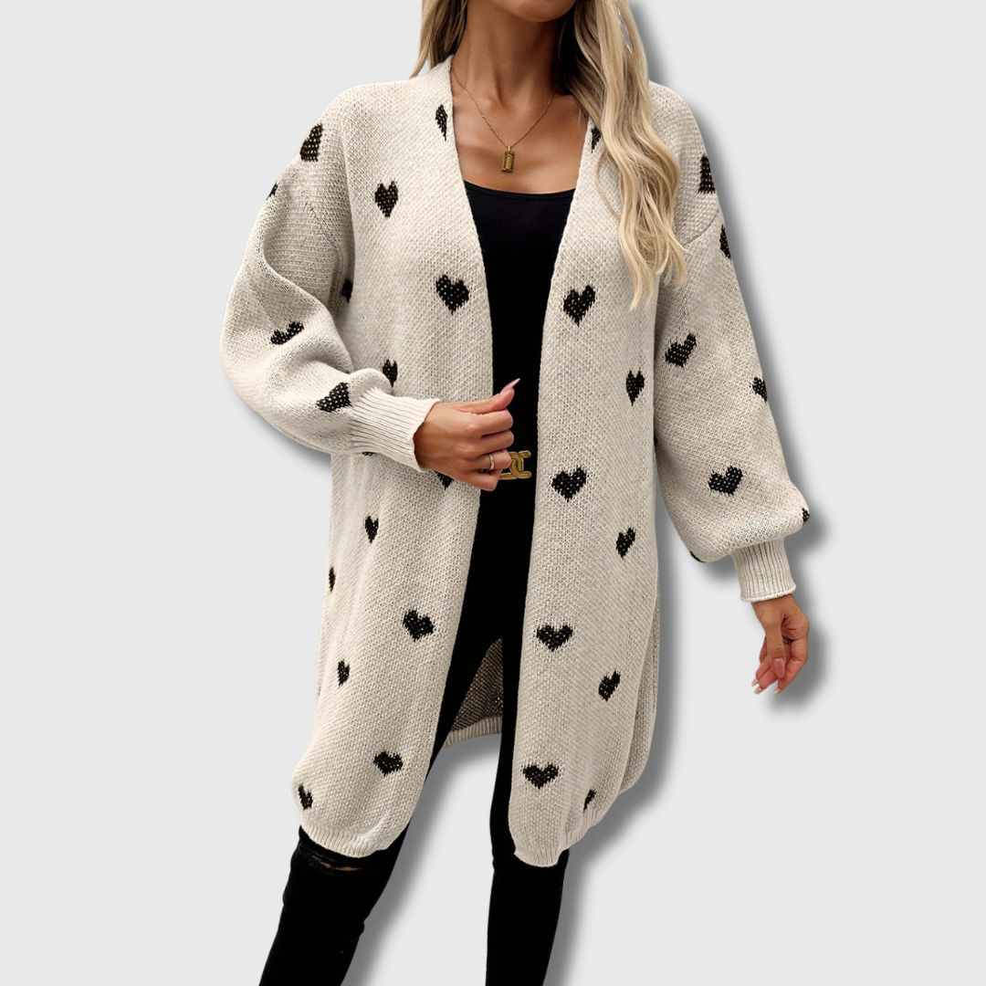 heart print knit cardigan
