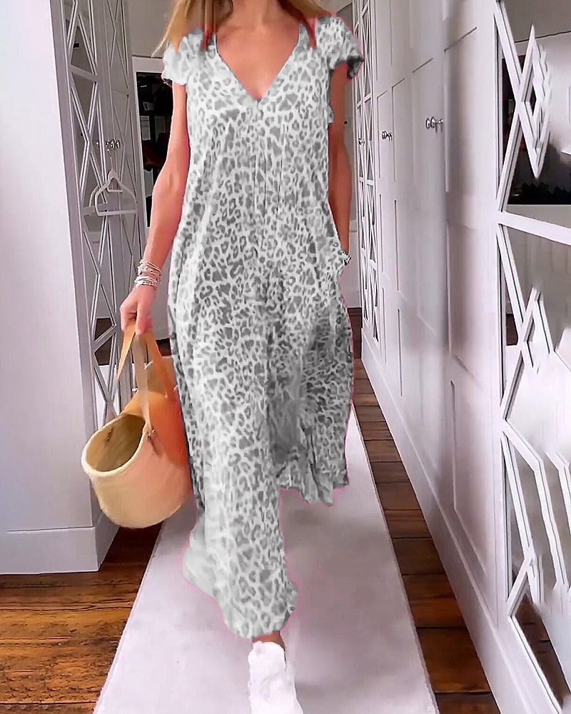 V-Neck Straight-Leg Summer Maxi Dress