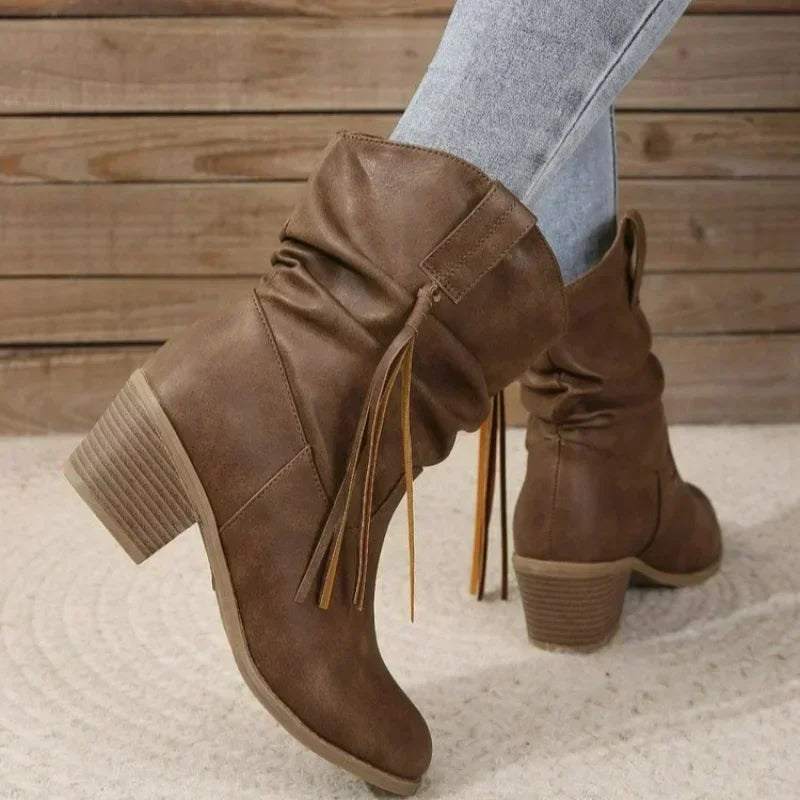leather look western boots
