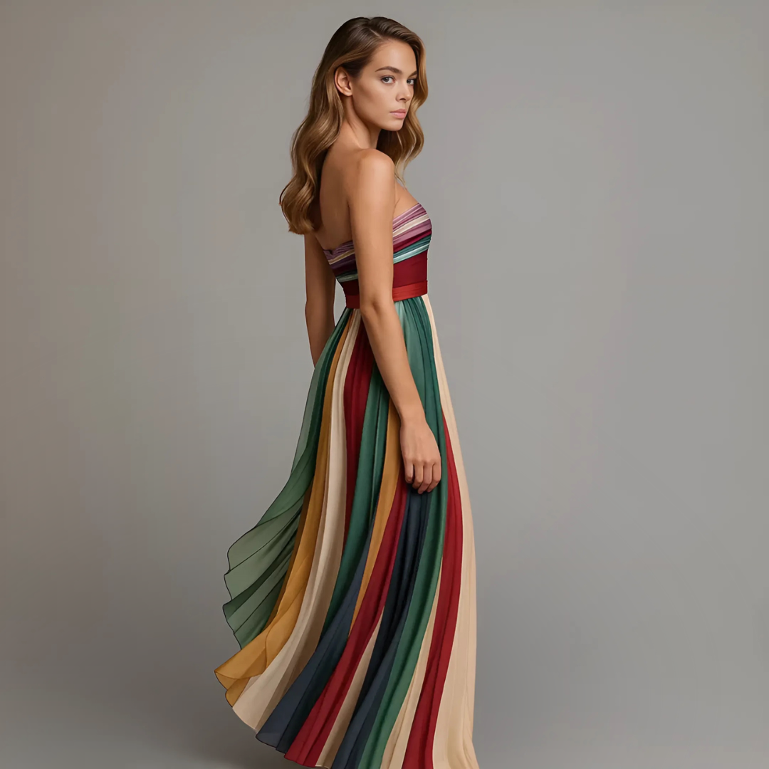 Pleated Strapless Maxi Dress - detail