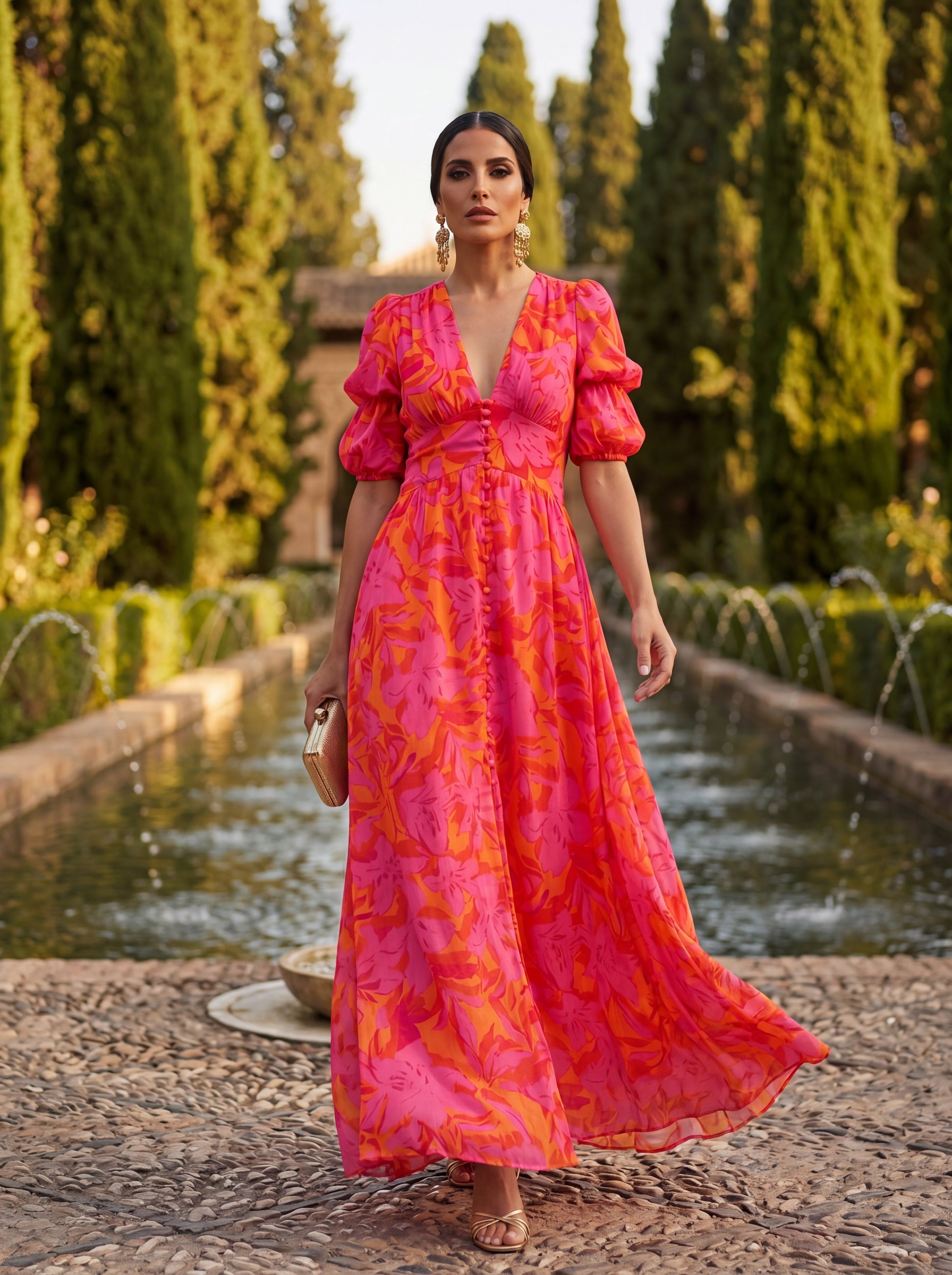 Graceful Flowing Maxi Dress - front